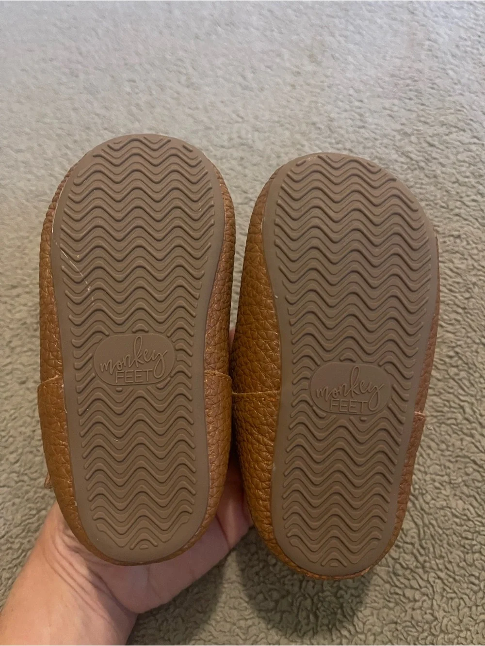 Monkey Feet Classic T-Strap Baby Walker Shoes in Tan